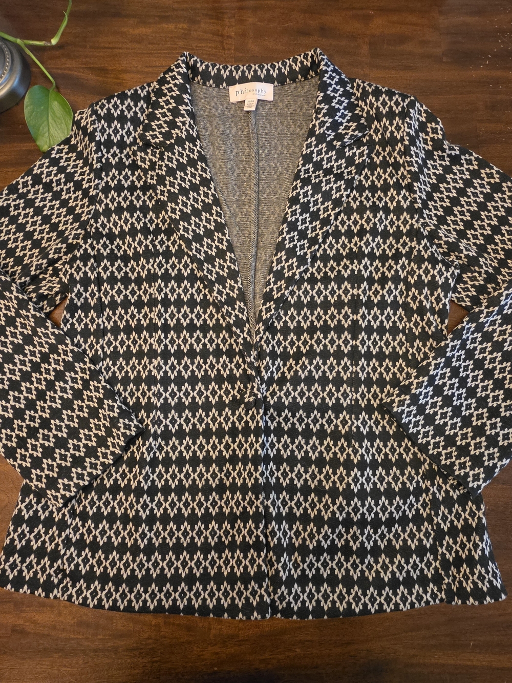 Philosophy Republic Clothing Black & White Geometric Knit Open-Front Blazer Jack
